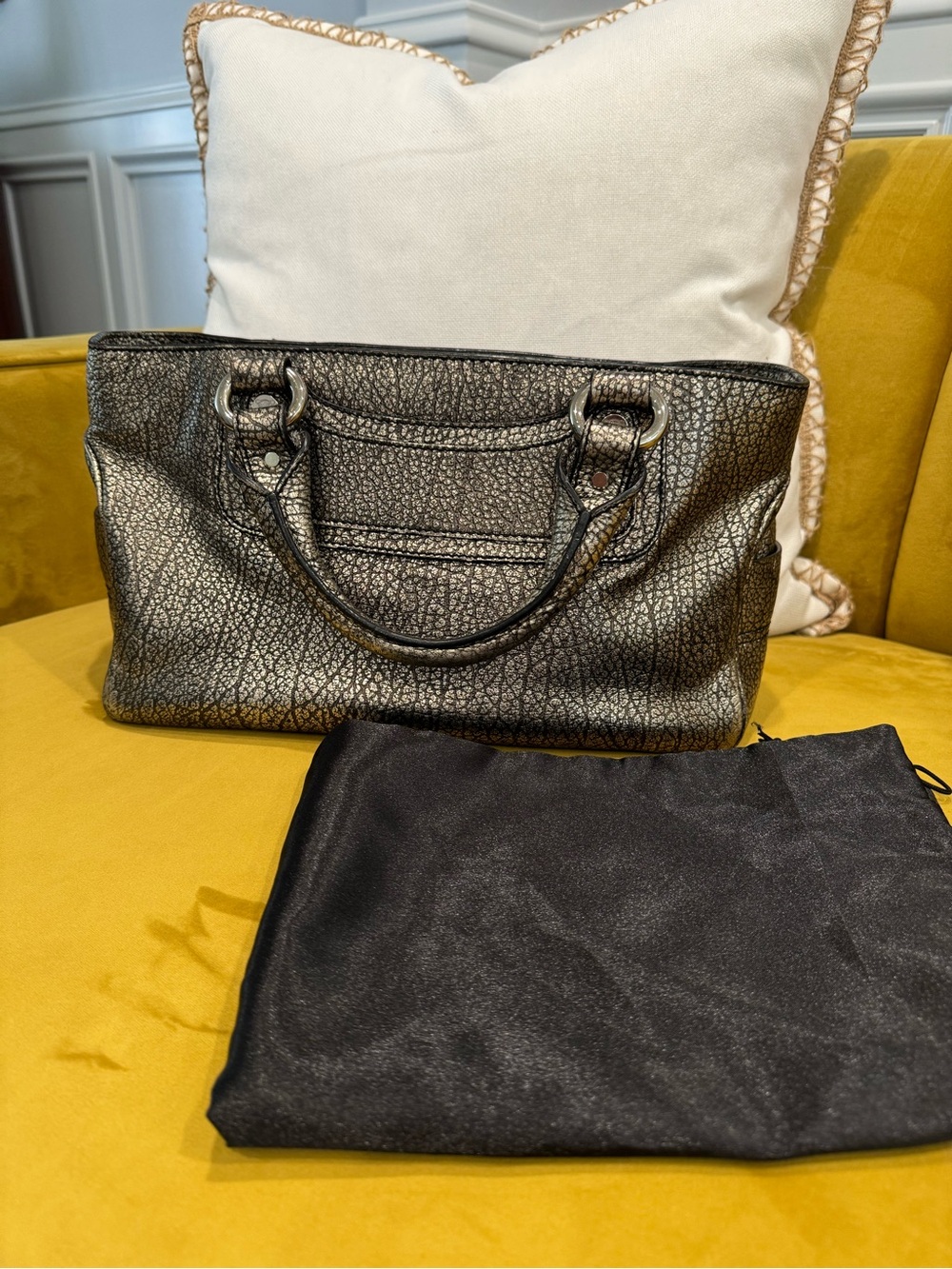 Celine boogie bag in metallic silver.